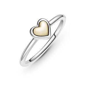 Pandora Domed Golden Sterling Silver & 14K Gold Heart Ring Size 60 - US 9-9.5